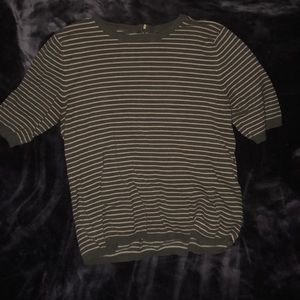 Premise Studio Green and white striped shirt